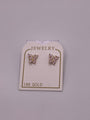 14K gold butterfly screw back earrings with pink CZ stones – secure screw back closure, dainty everyday stud