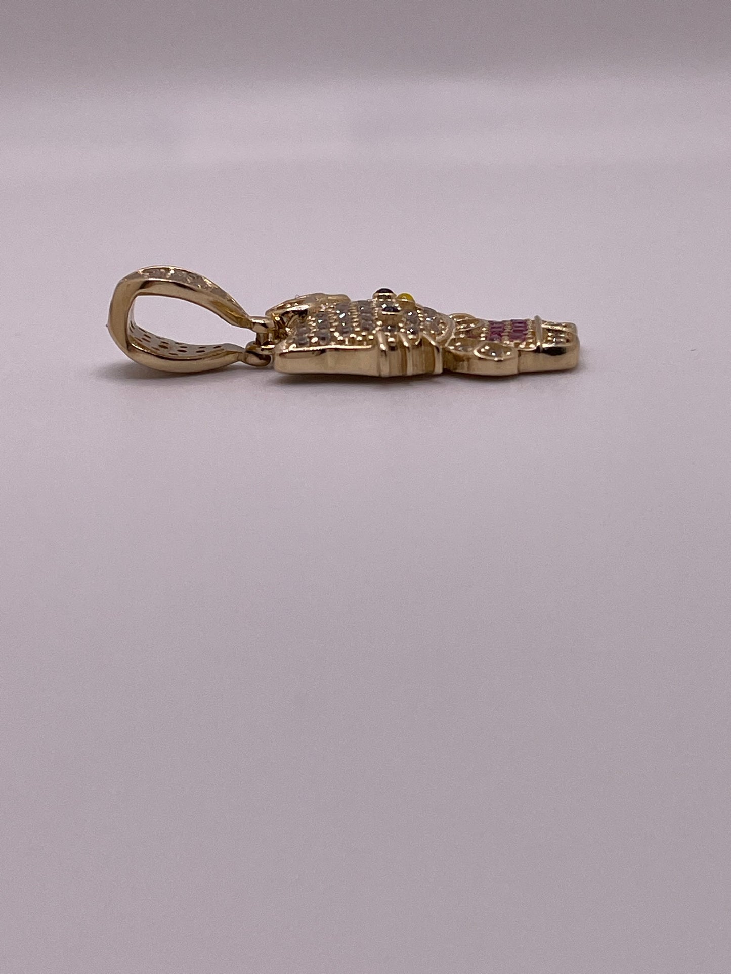 14K Hello Kitty Pendant & Earrings Set with Pink & White CZs