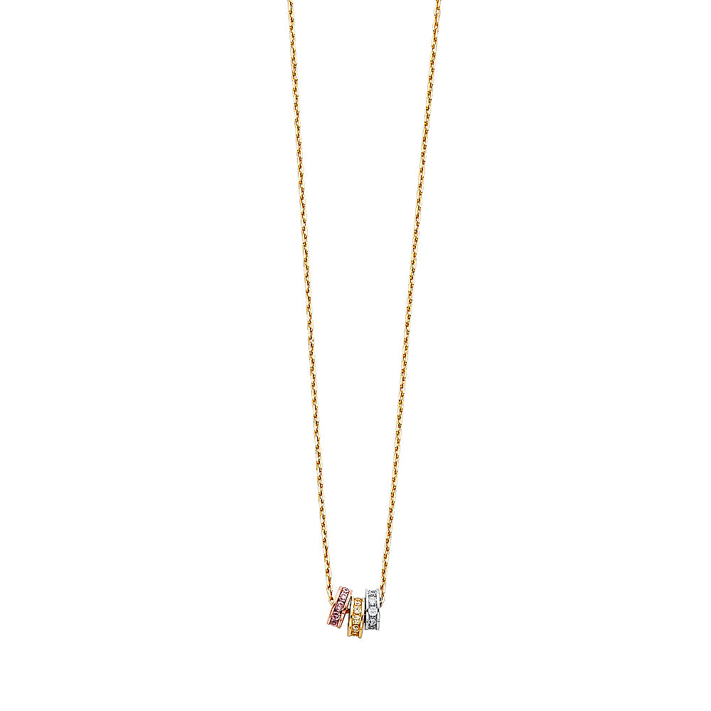 14k gold dainty tri color necklace