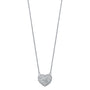 14K white gold pave heart necklace with CZ stones on 17+1 inch chain
