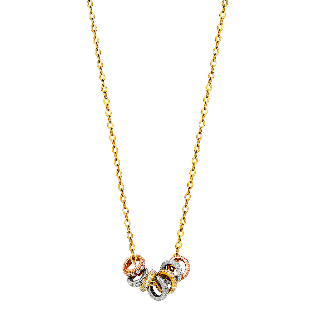 14k gold dainty tri color necklace