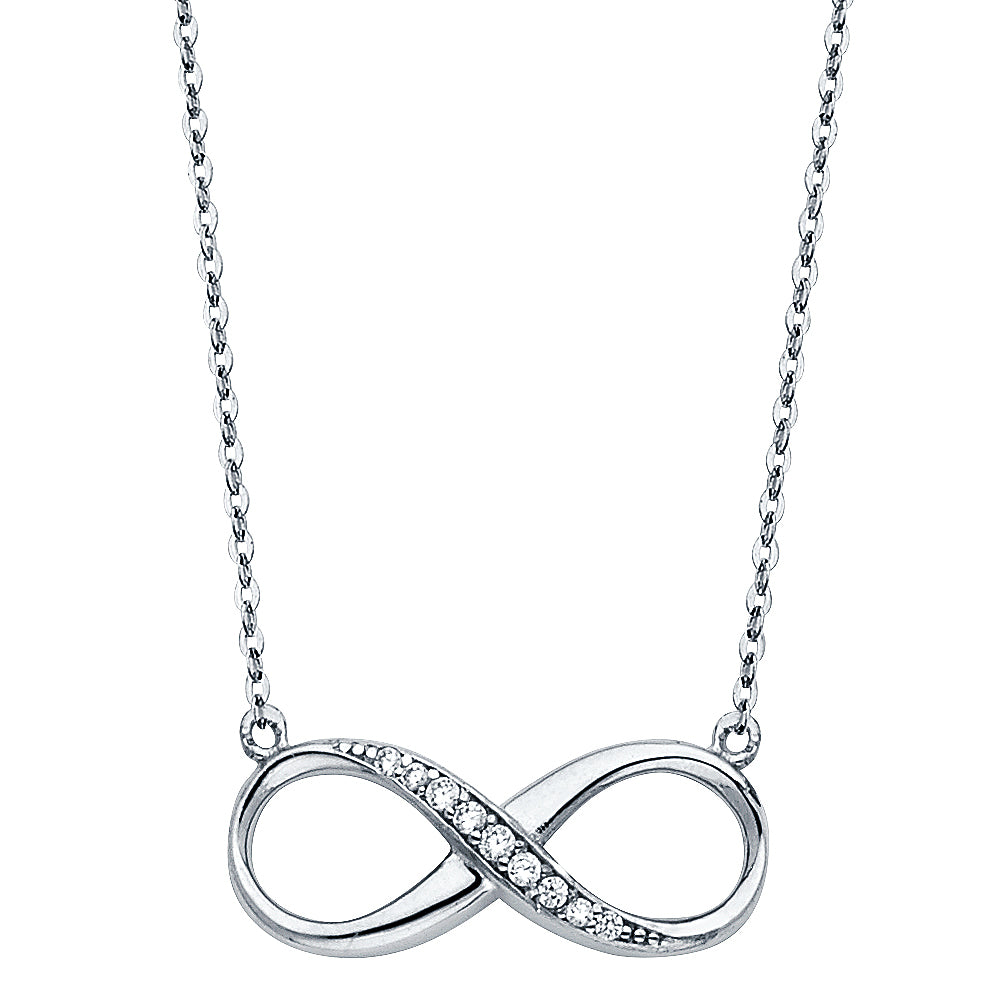 14k gold infinity cz necklace