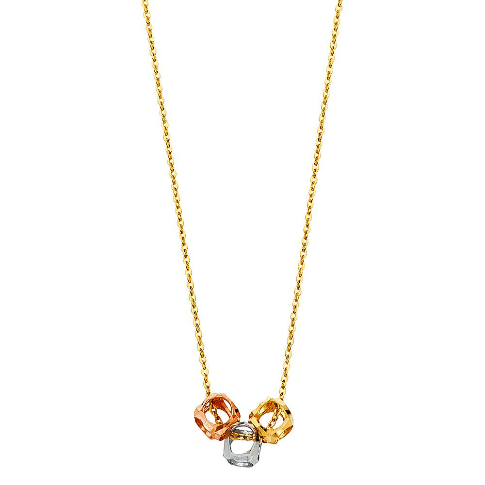 14k gold dainty tri color necklace