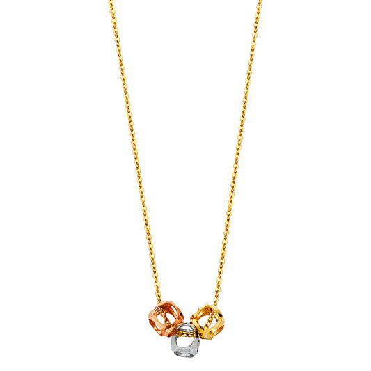 14k gold dainty tri color necklace