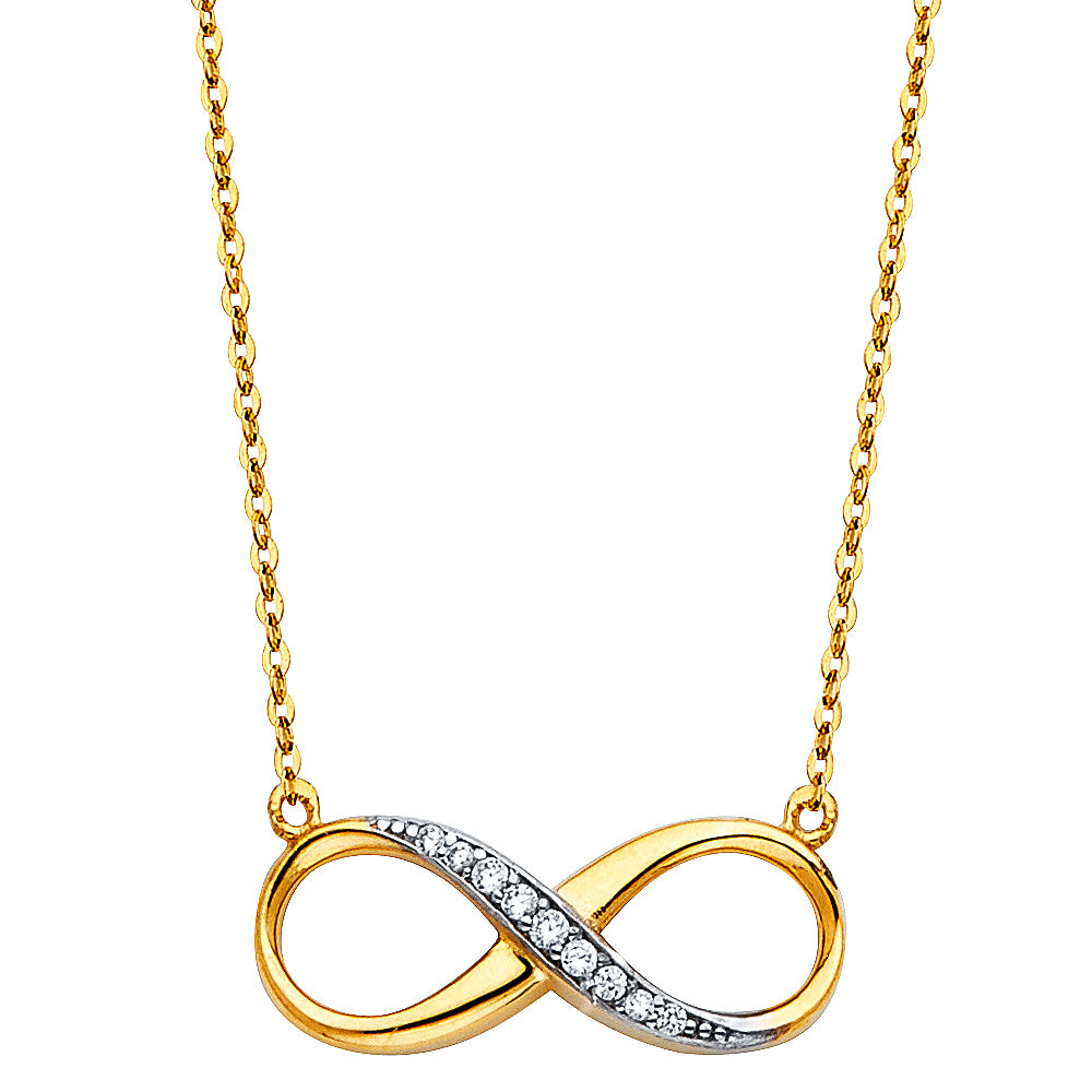 14k gold infinity cz necklace
