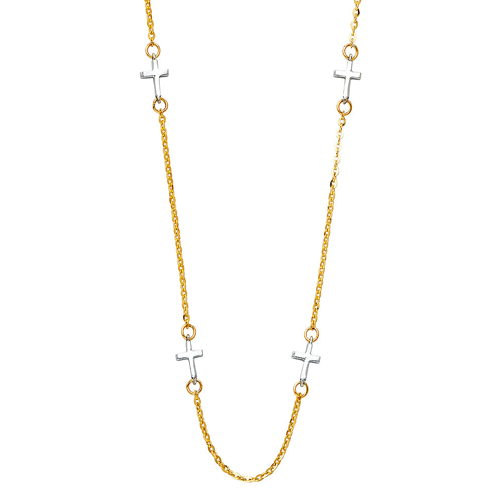14k gold dainty cross necklace
