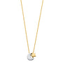 14K two-tone gold moon and star necklace on 17+1 inch chain