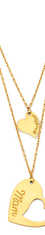 14k gold mom & daughter heart necklace