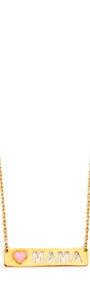 14k gold mama necklace – pink heart