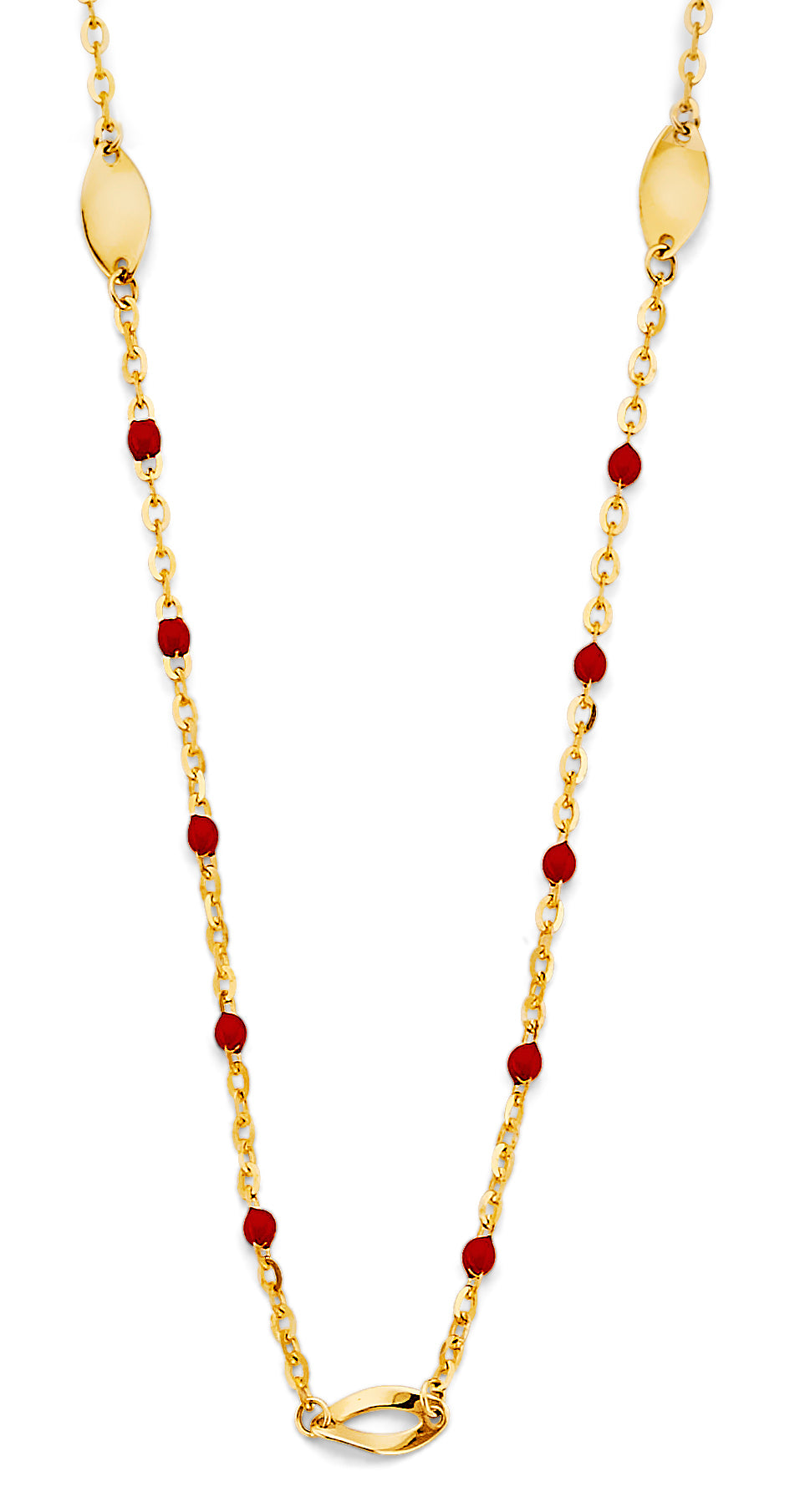 14k gold dainty red enamel bead necklace