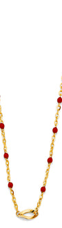 14k gold dainty red enamel bead necklace