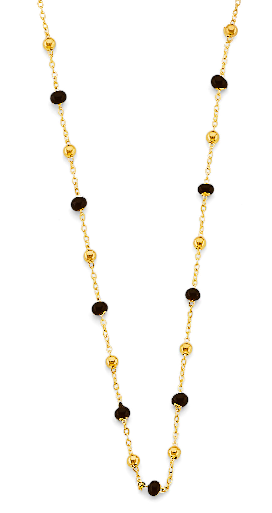 14k gold black enamel bead necklace