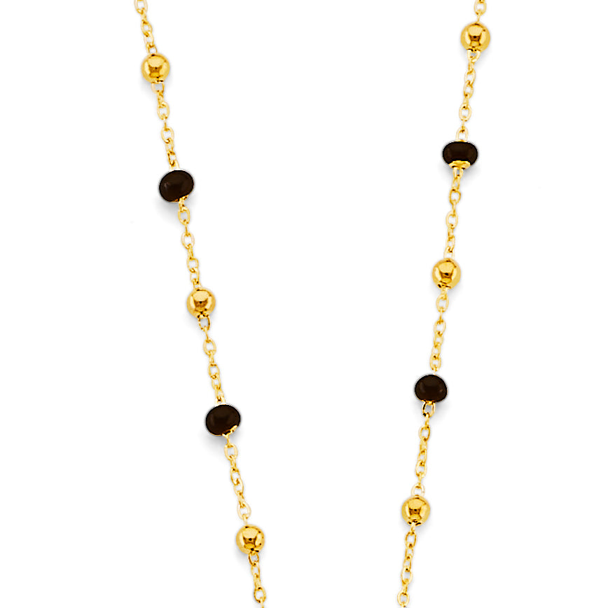 14k gold black enamel bead necklace