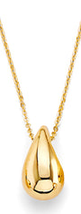 Collar clásico de lágrima de oro macizo de 14 k de 18"