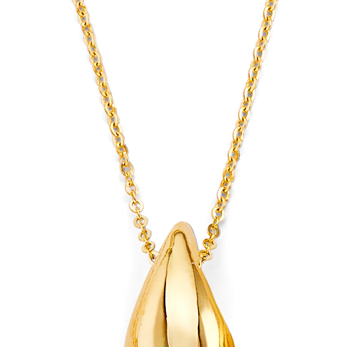 Collar clásico de lágrima de oro macizo de 14 k de 18"