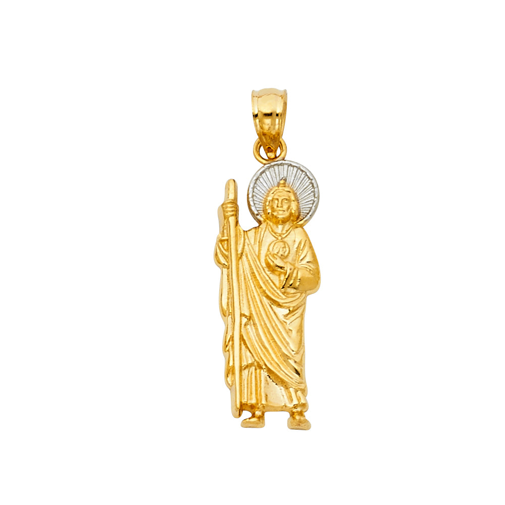 14k gold two tone san judas pendant
