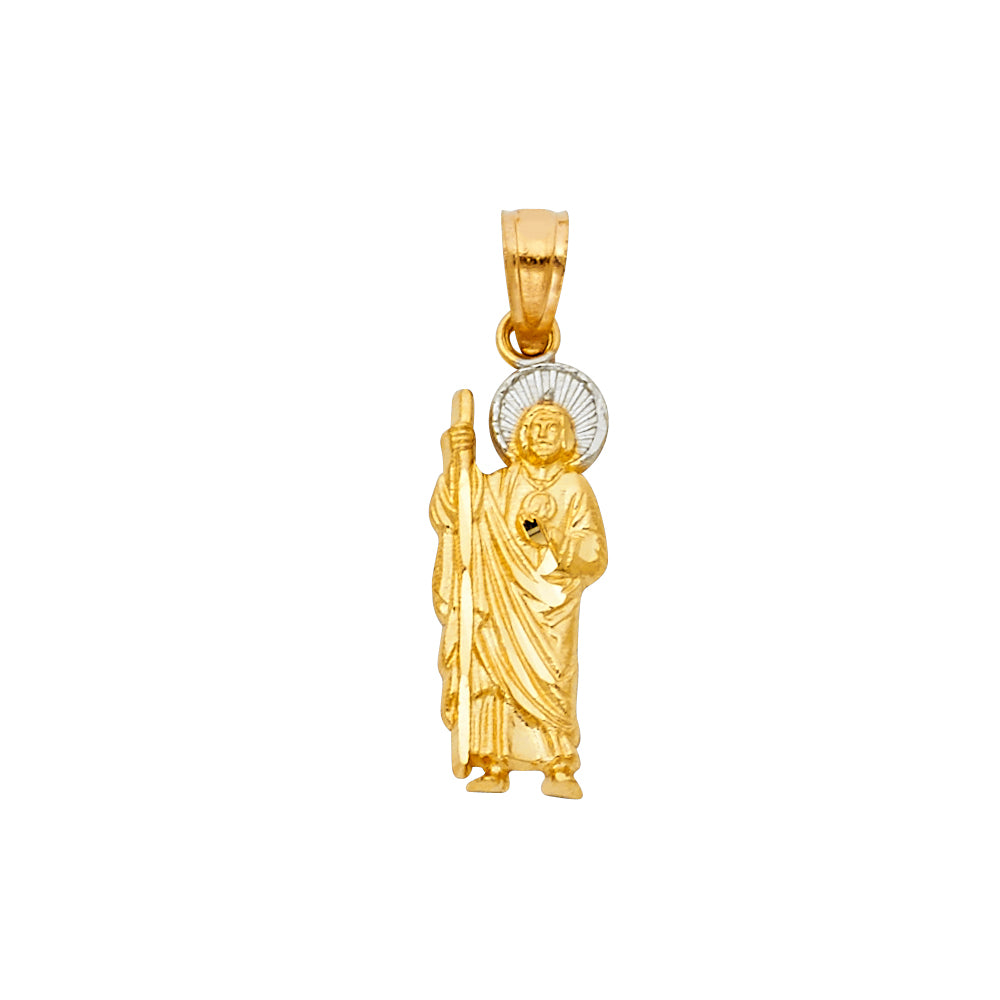 14k gold two tone san judas pendant