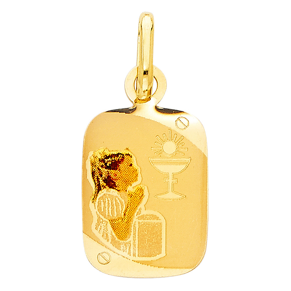 14K Gold Primera Comunión Rectangular Pendant