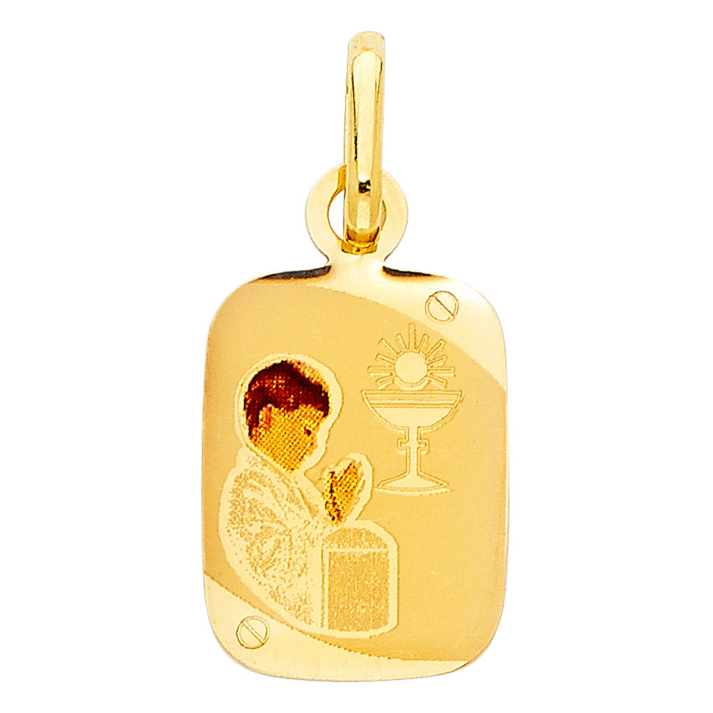 14K Gold Primera Comunión Rectangular Pendant