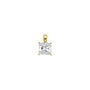 14K yellow gold princess-cut CZ pendant with basket setting, solitaire charm for layering, chain sold separately.