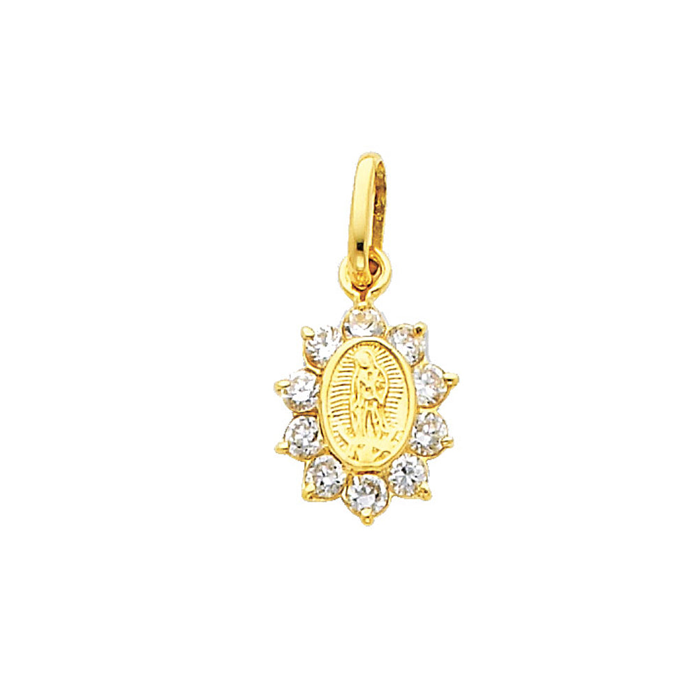 Virgencita Brillito CZ Pendant 14k Gold