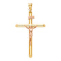 14k Gold Classic Tube Cross Crucifix with Jesus in rose gold