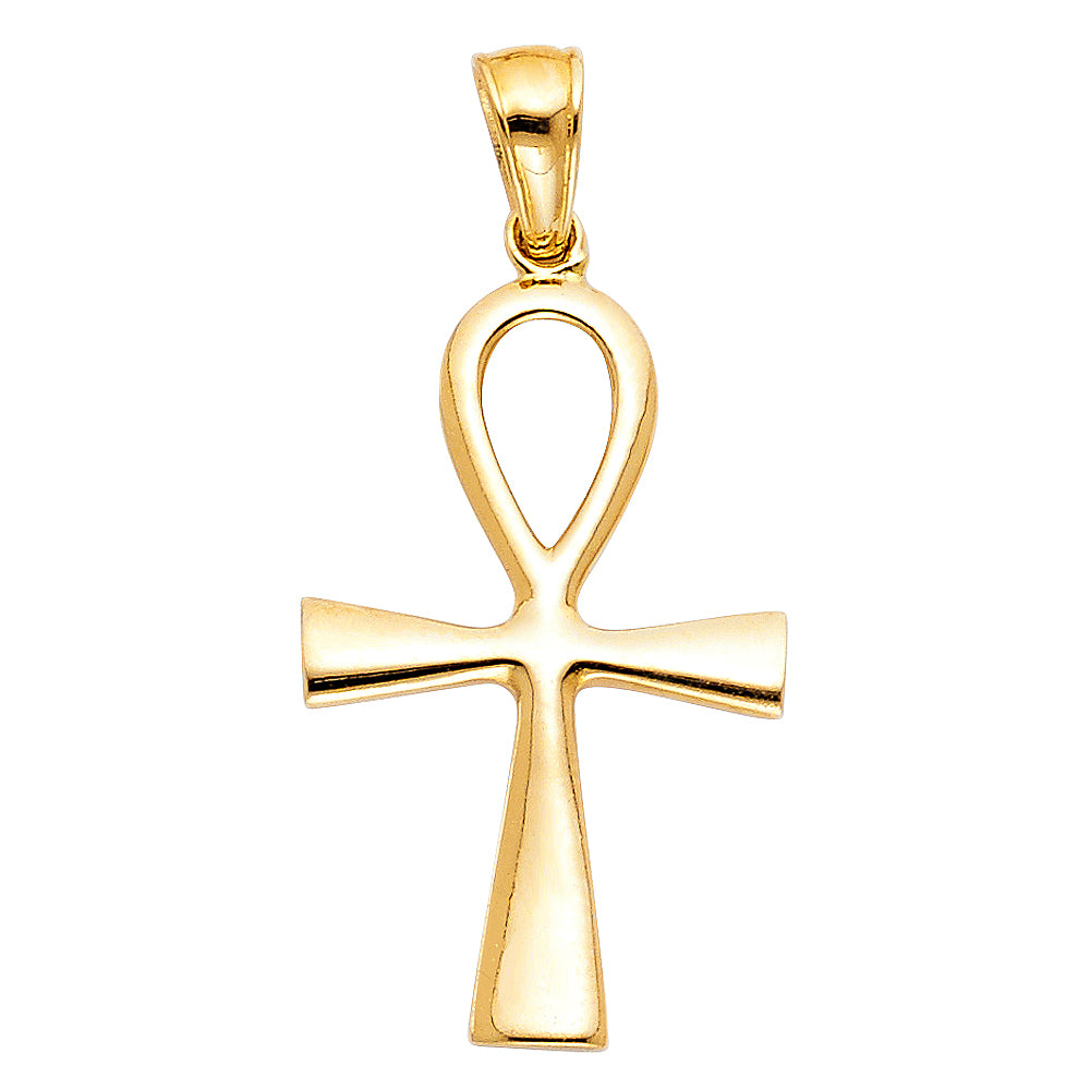14k gold ankh cross pendant (l)