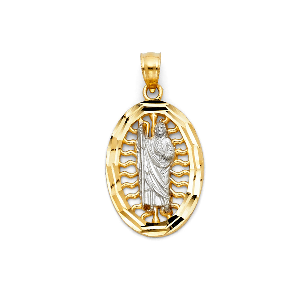 14k gold two tone san judas pendant