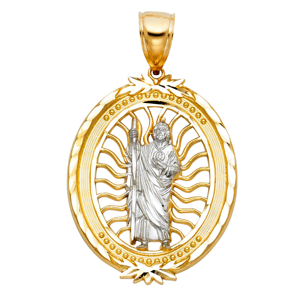 14k gold two color san judas pendant