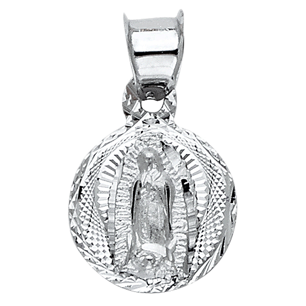 14k white gold virgencita pendant