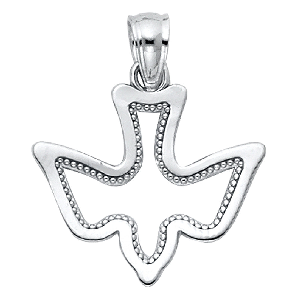 14k white gold espiritu santo paloma dove pendant
