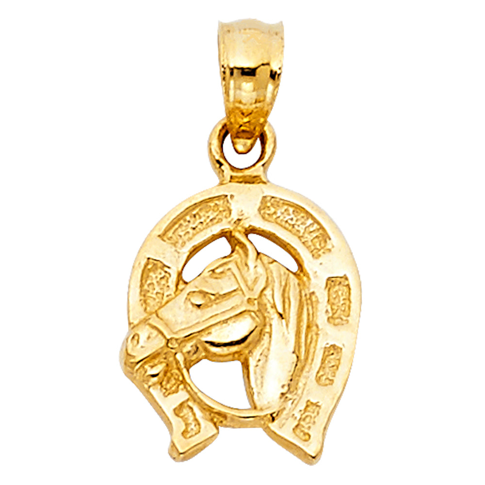 Lucky Rider Horseshoe Pendant — 14K Gold