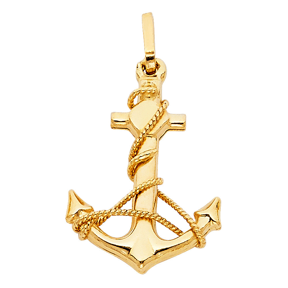 14k gold anchor pendant