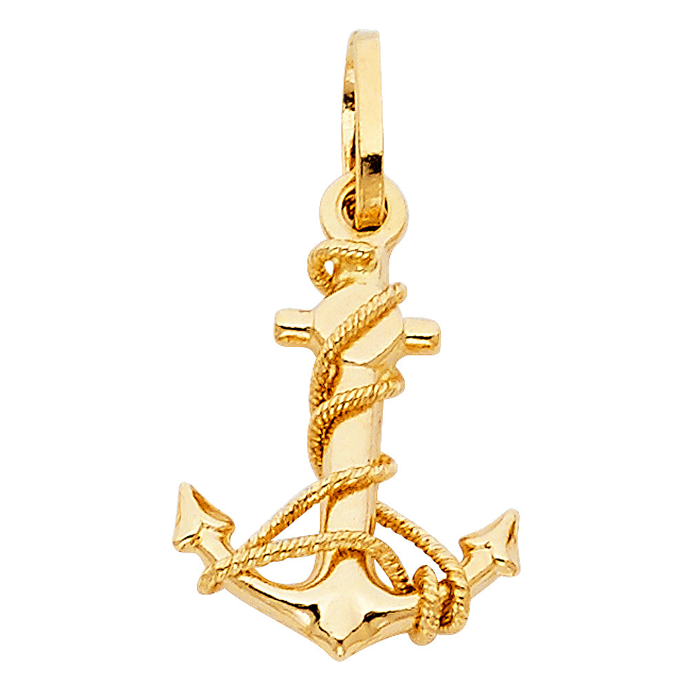 14k gold anchor pendant