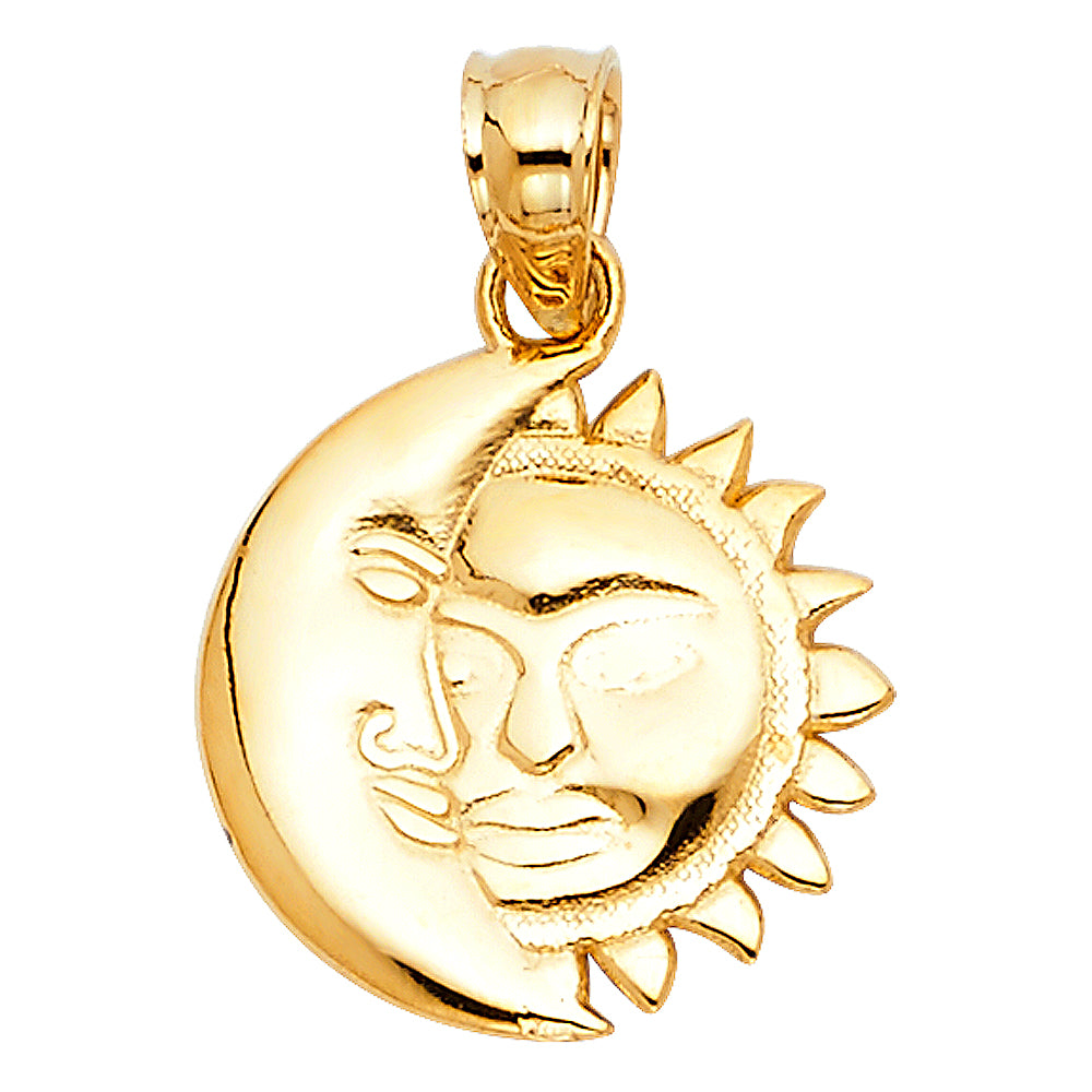 14k gold sun & moon pendant