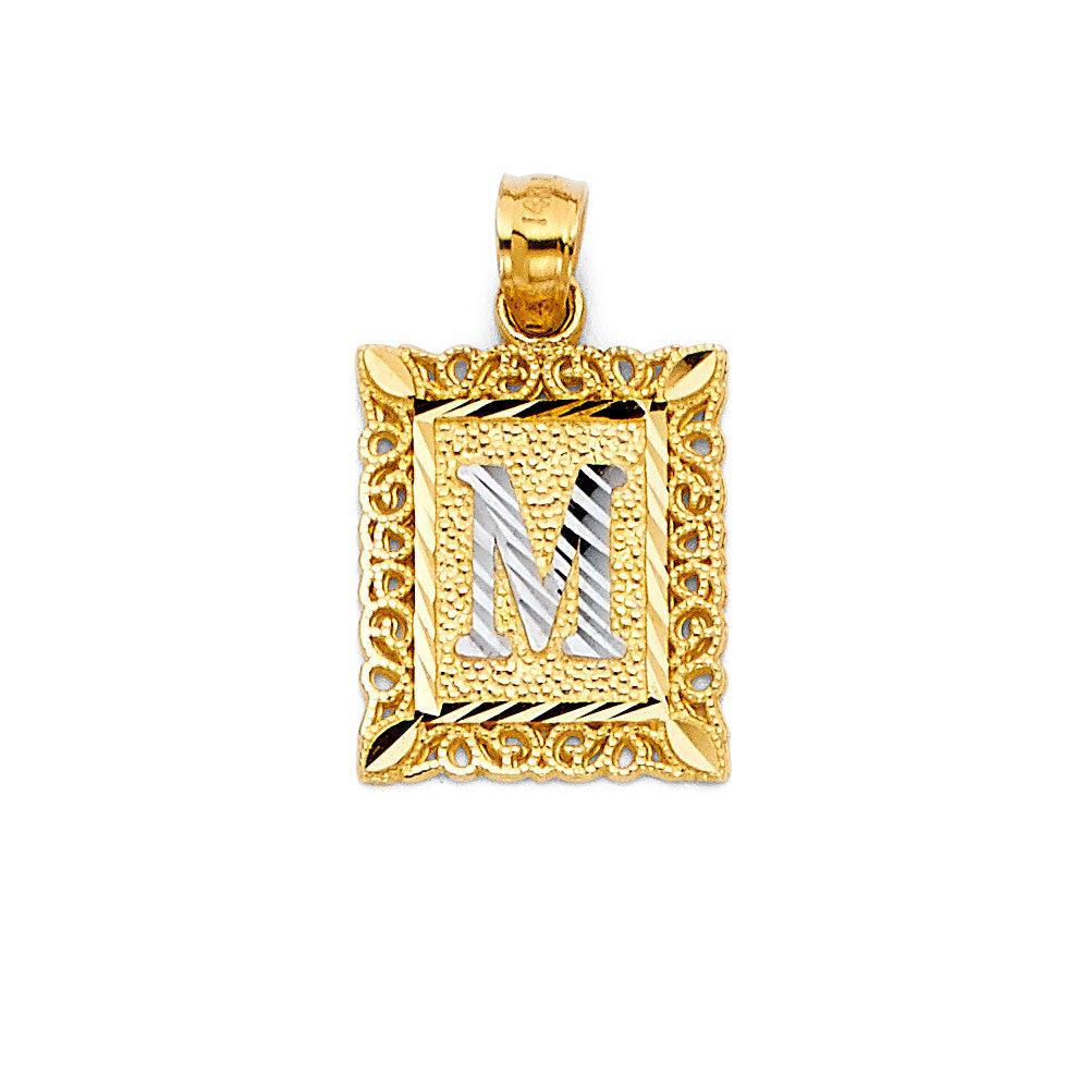 14k gold square initial pendant(small)