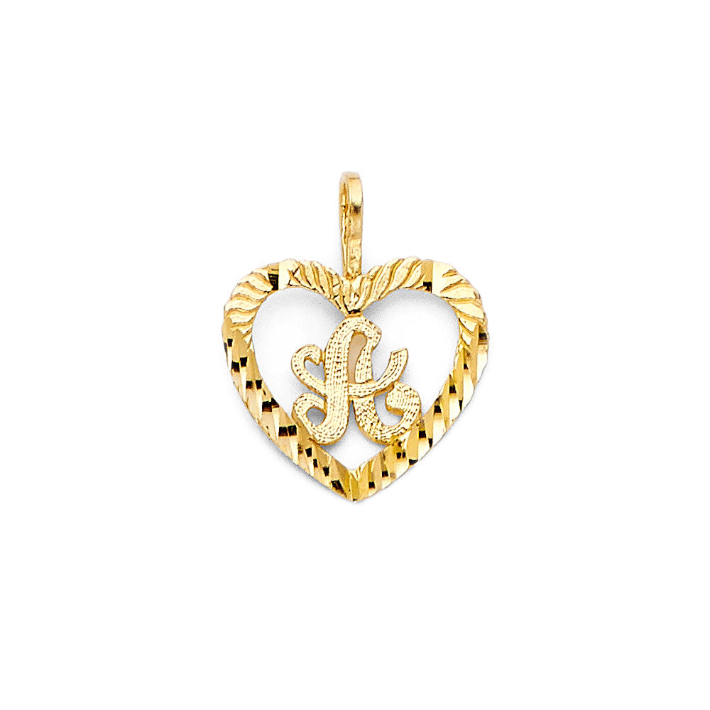 14k gold heart initial pendant