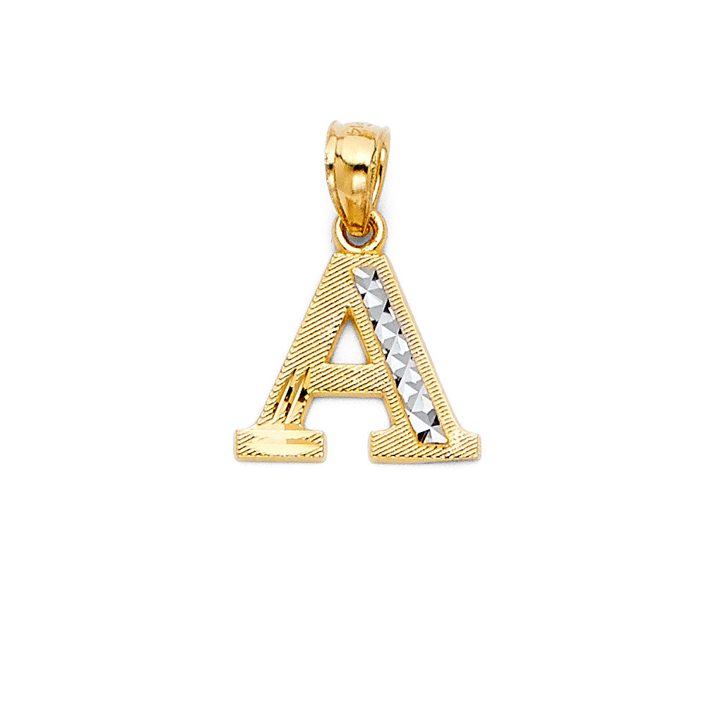 14k gold two tone initial pendant