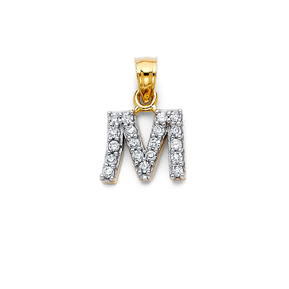 14k two tone initial pendant