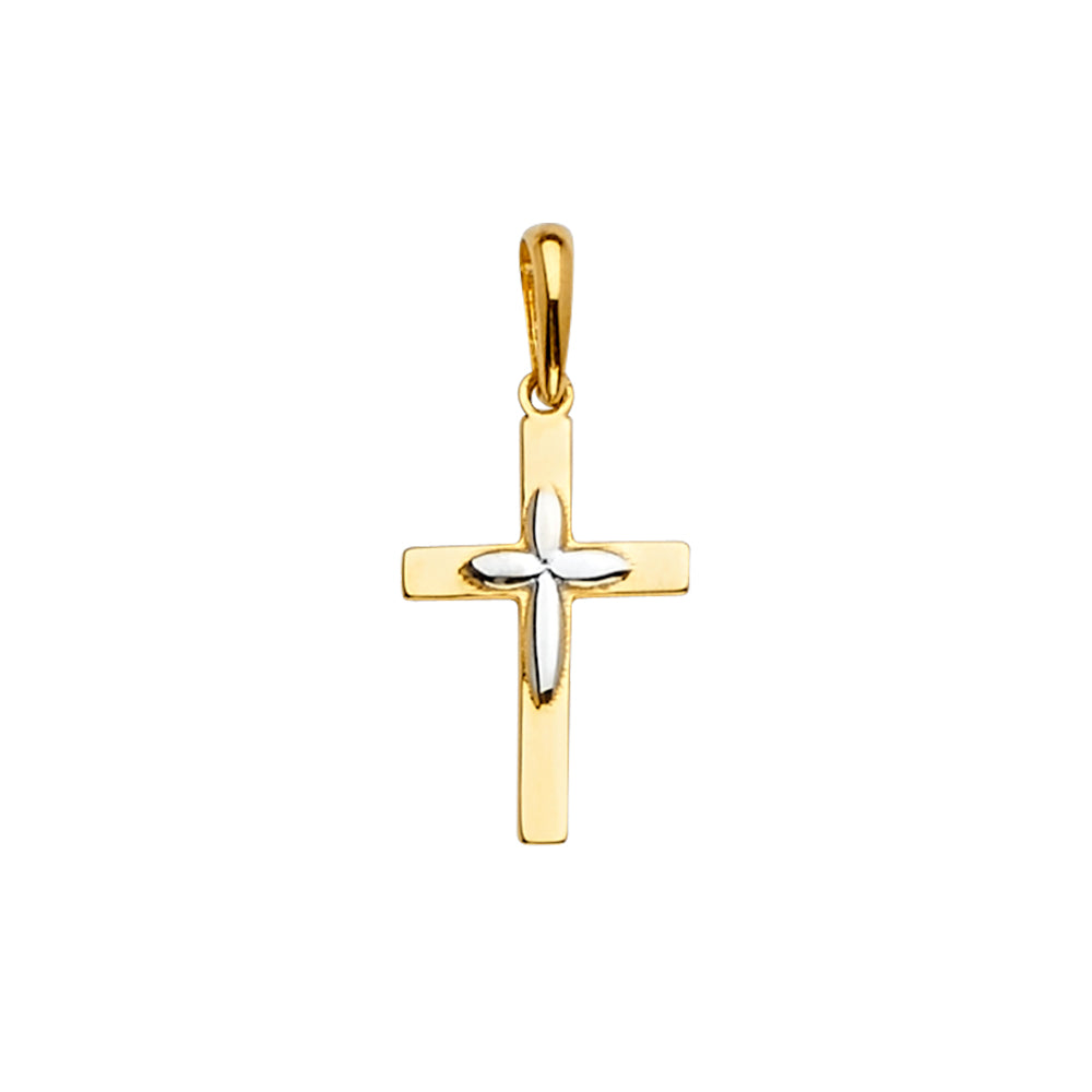 14K Gold Two-Tone Cross Pendant