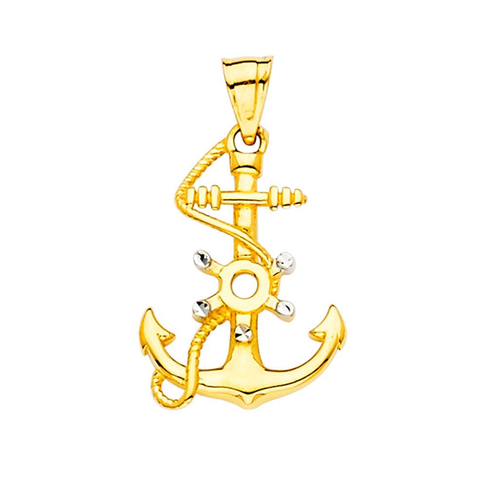 14k gold anchor pendant