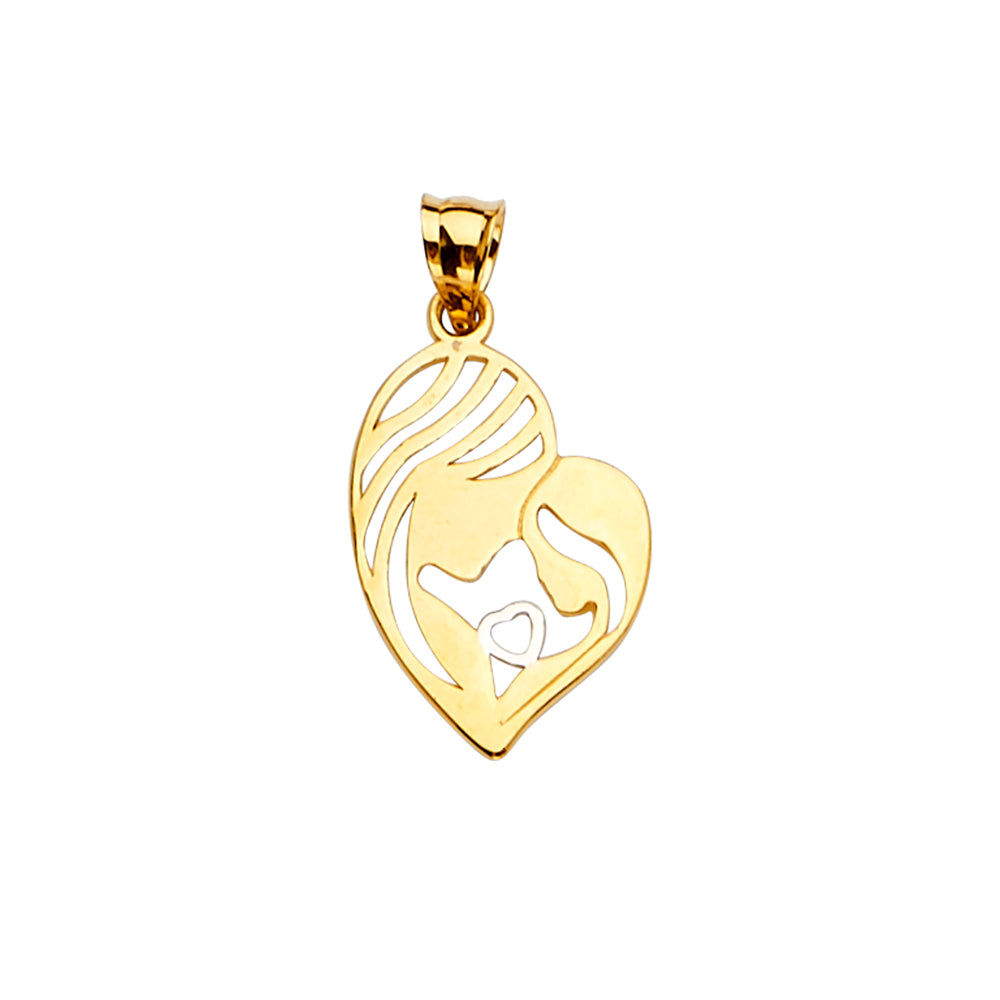 14k gold mother & child heart pendant
