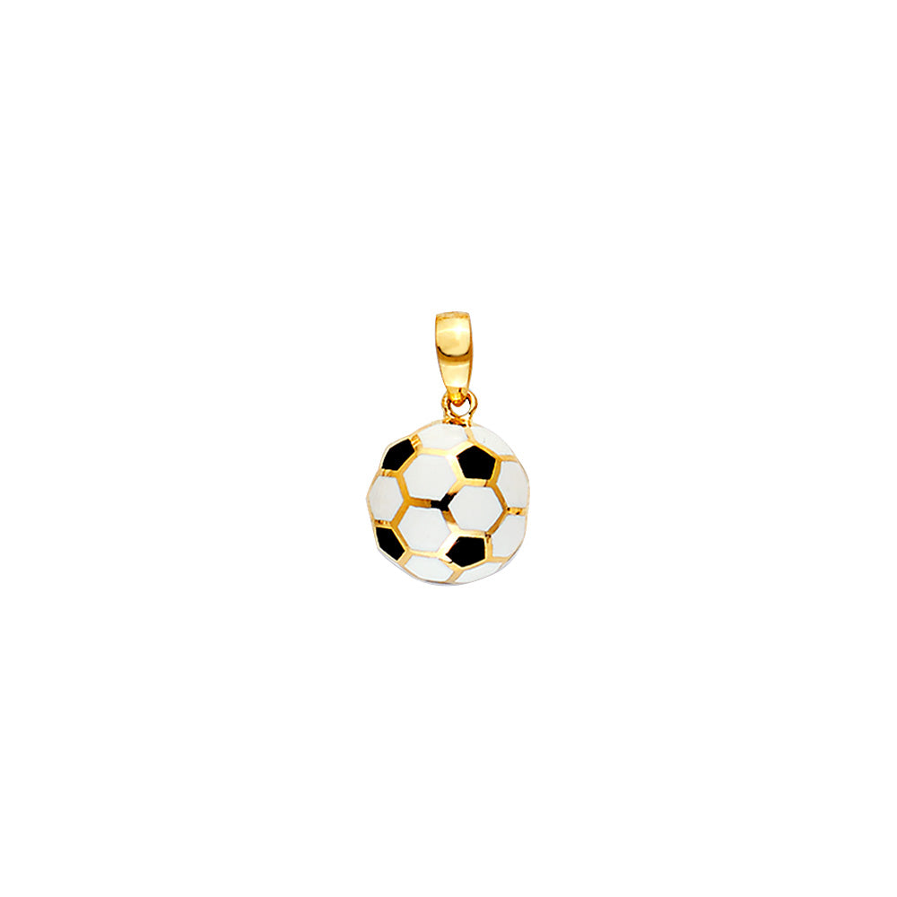 14k gold enamel soccer ball pendant 11mm (m)
