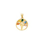 This 14K gold tree of life pendant features multicolor stones, symbolizing growth, family roots, and harmony.