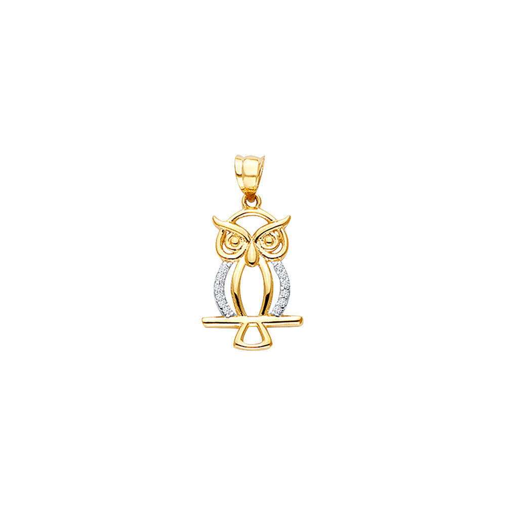 14k gold owl buho pendant