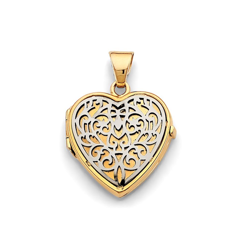 14k gold heart locket pendant (2569)