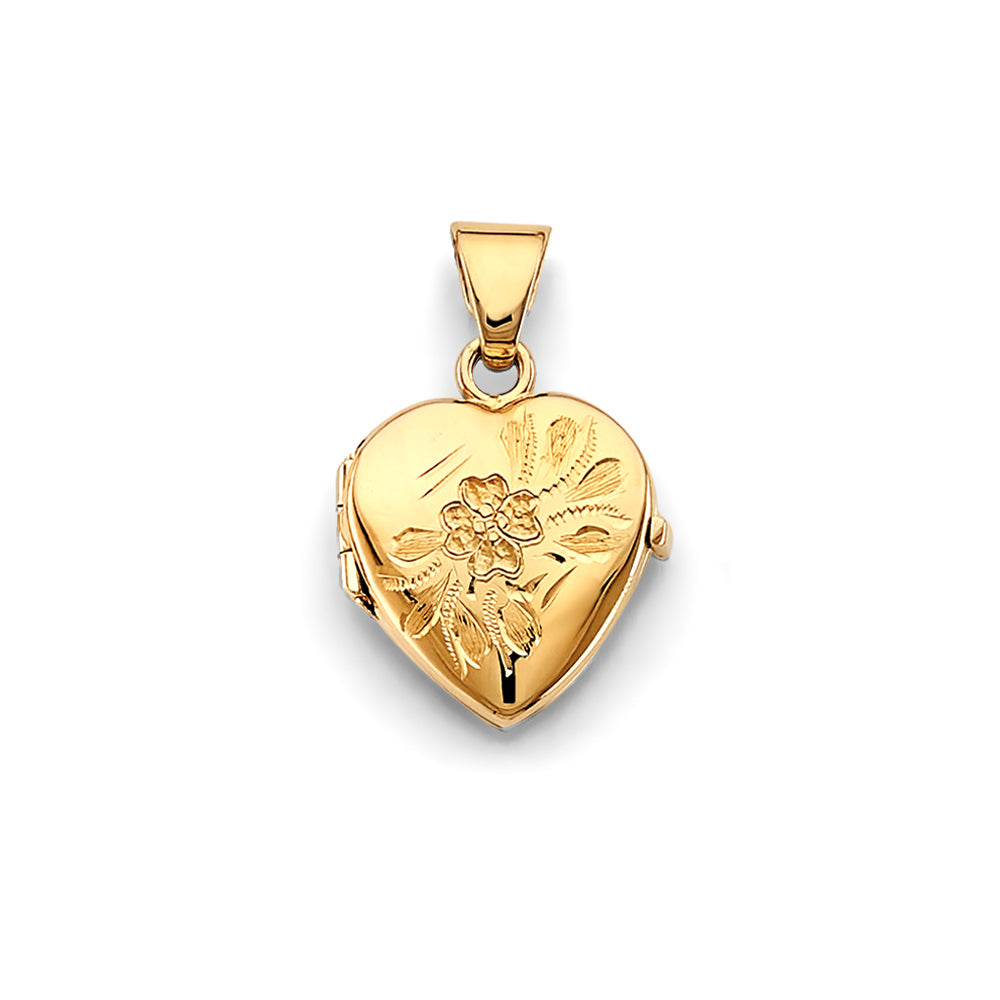 14k gold heart locket pendant (2572)