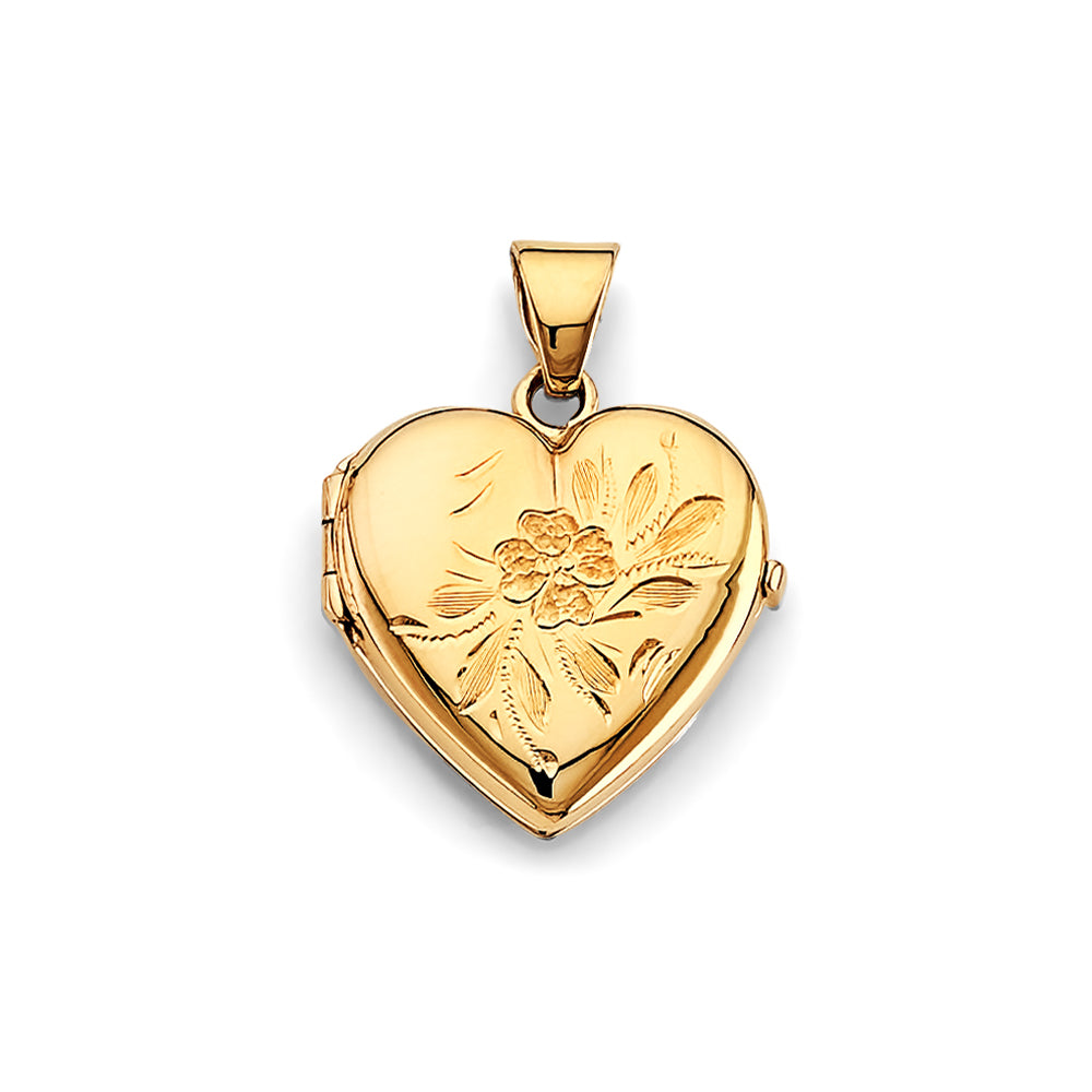 14k gold heart locket pendant (2576)