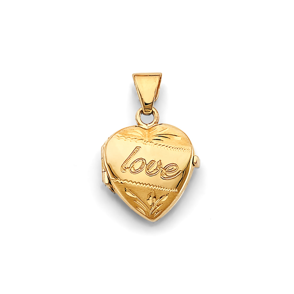 14k gold heart locket pendant (2577)