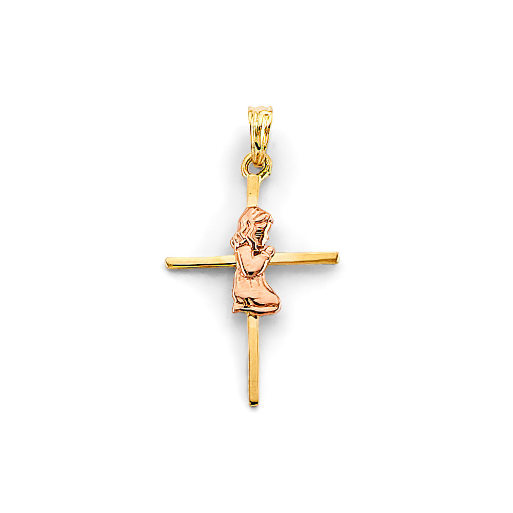14K Gold Primera Comunión Cross Pendant
